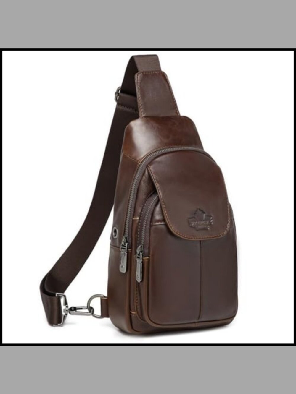 Genuine Leather Sling Bag Crossbody Chest Bag Hiking Travel Daypack